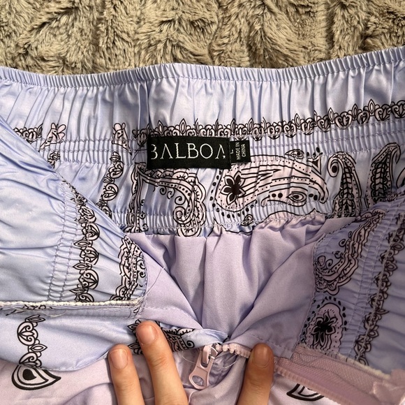 Purple and Black Athletic Shorts with Elastic Waistband - Picture 5 of 5